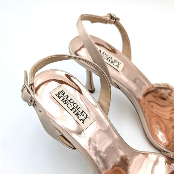 Badgley Mischka Brenna Embellished Slingback Pumps Women's Nude Size US7.5 EU38 - Picture 13 of 13